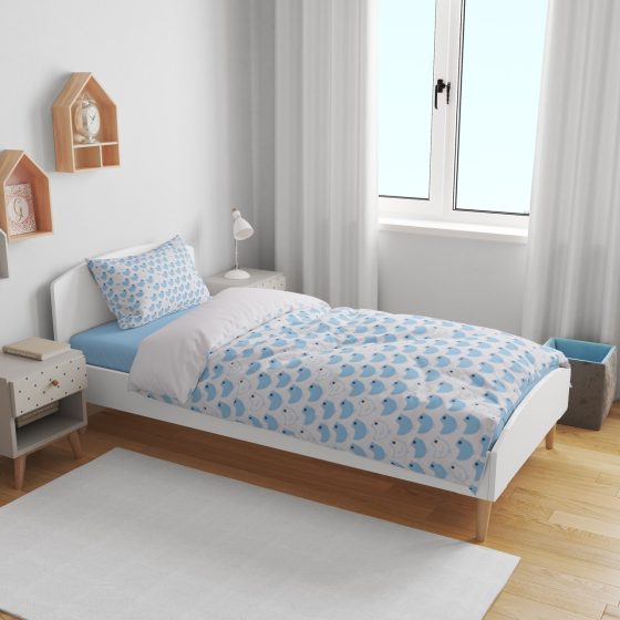 Jogo Capa de Edredão Criança Minipoussin Blue, Percal 200 Fios