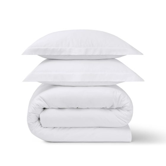 Jogo Capa de Edredão DiLuxe Liso Branco Cetim 300 Fios