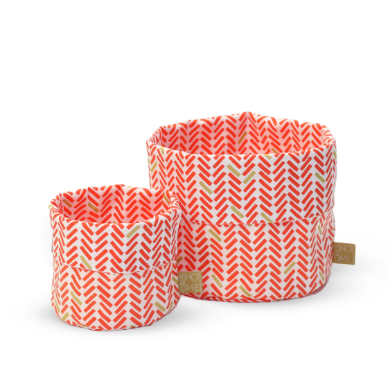 Conjunto Cozinha Decor Chevron Rouge (Cesto Multiuso Pequeno + Cesto Multiuso Grande)