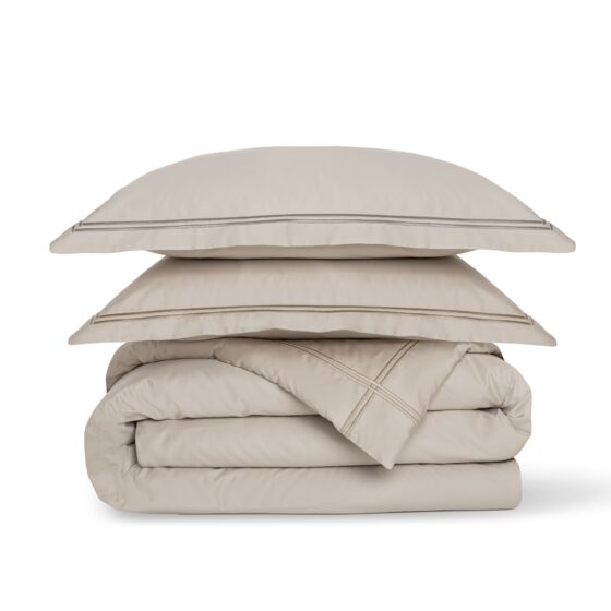 Jogo Capa de Edredão Cetim 600 Fios Premium Sand