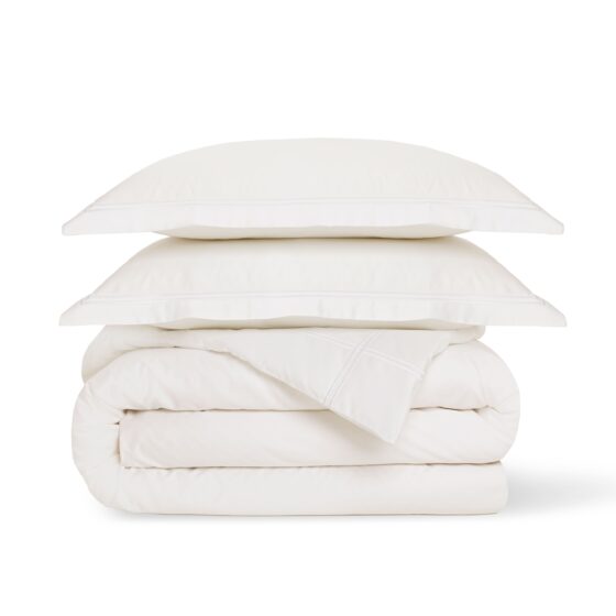 Jogo Capa de Edredão Cetim 600 Fios Premium Cru