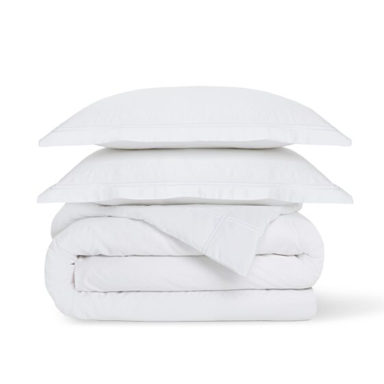 Jogo Capa de Edredão Cetim 600 Fios Premium Branco